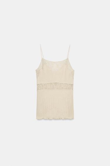 SEAMLESS LACE TOP - Beige-pink by Zara - Image 0