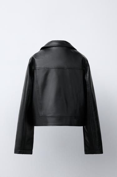BLOUSON DE MOTARD MATIÈRE SYNTHÉTIQUE - Noir de Zara - Image 3