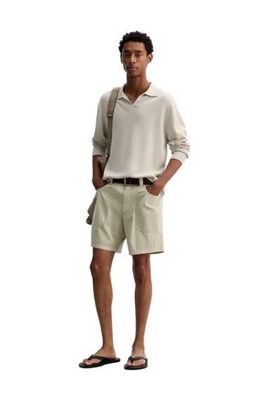 WASHED COTTON BERMUDA SHORTS - Light beige by Zara