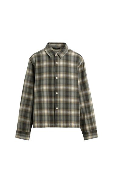 CHECK RELAXED FIT OVERSHIRT - Green by Zara