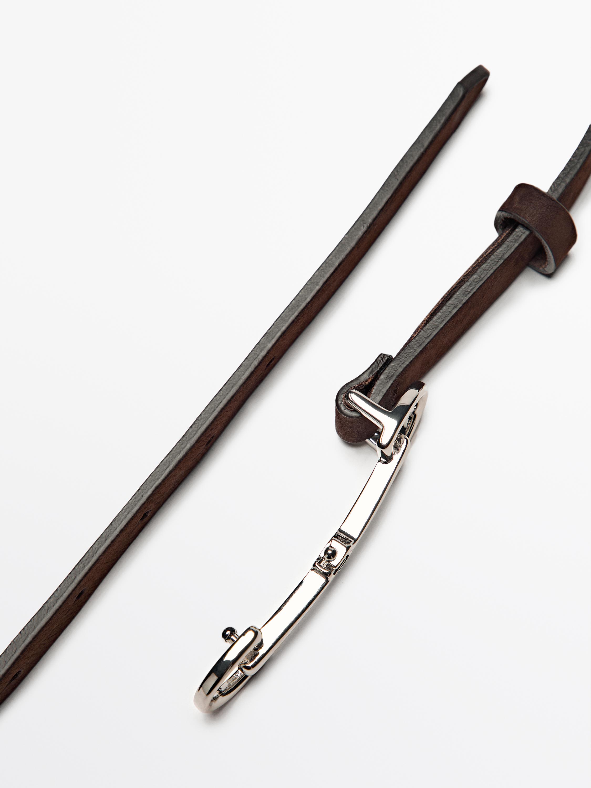 Nubuck leather equestrian belt