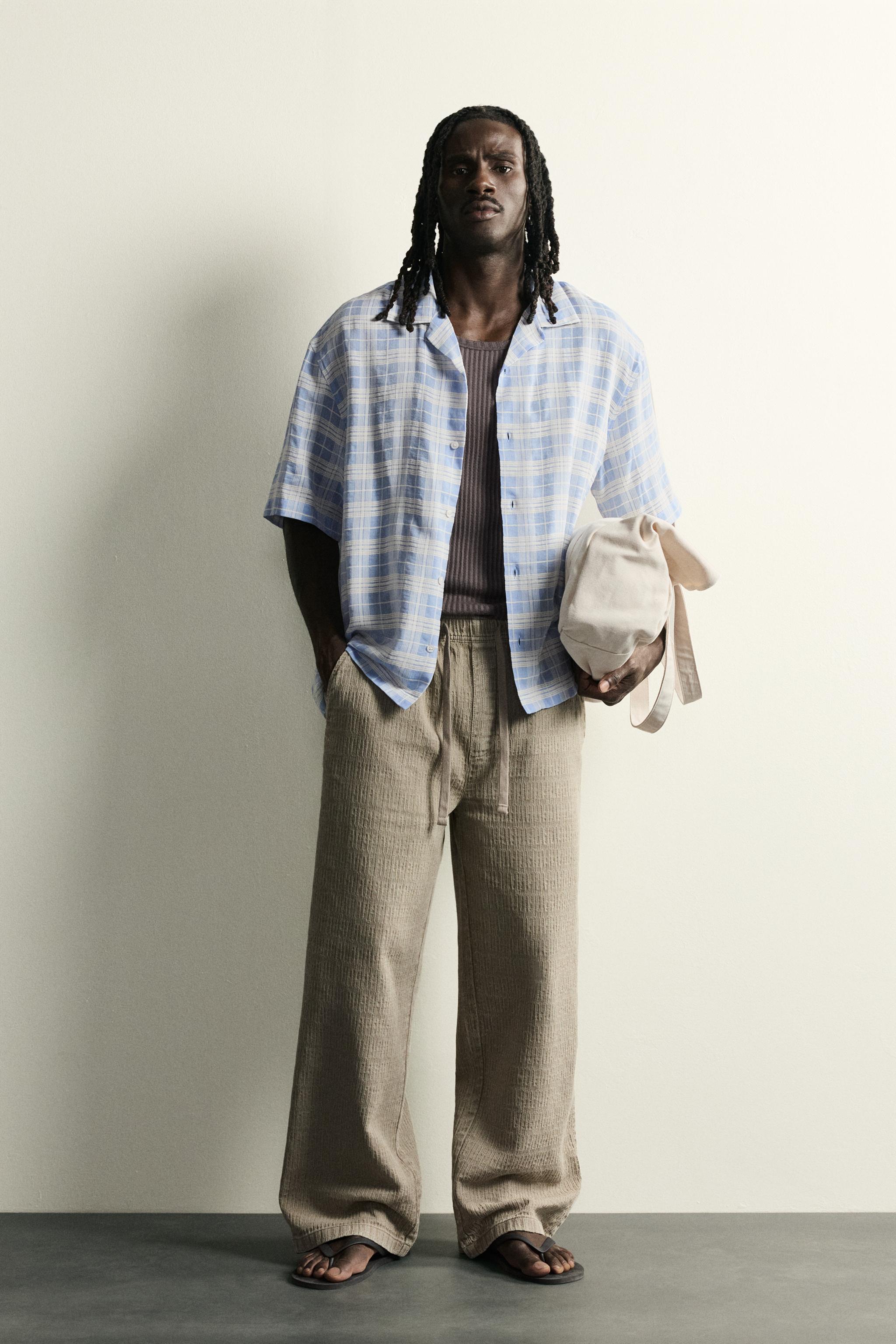 WASHED JACQUARD RELAXED FIT PANTS