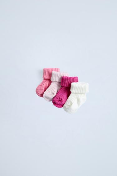 Zara FOUR-PACK OF COLORFUL SOCKS - Pink