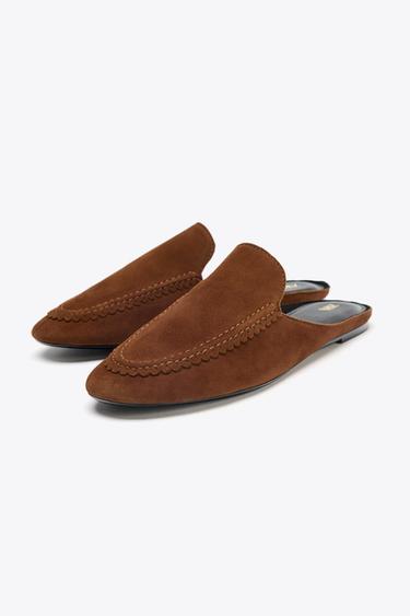 SLINGBACK SPLIT SUEDE BABOUCHES - Brick by Zara - Image 1