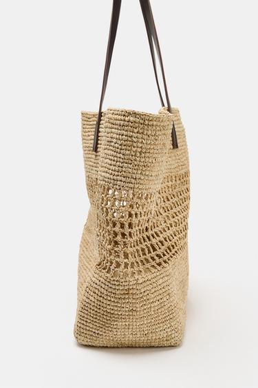 SAC SHOPPER EN RAFIA - Beige clair de Zara - Image 4