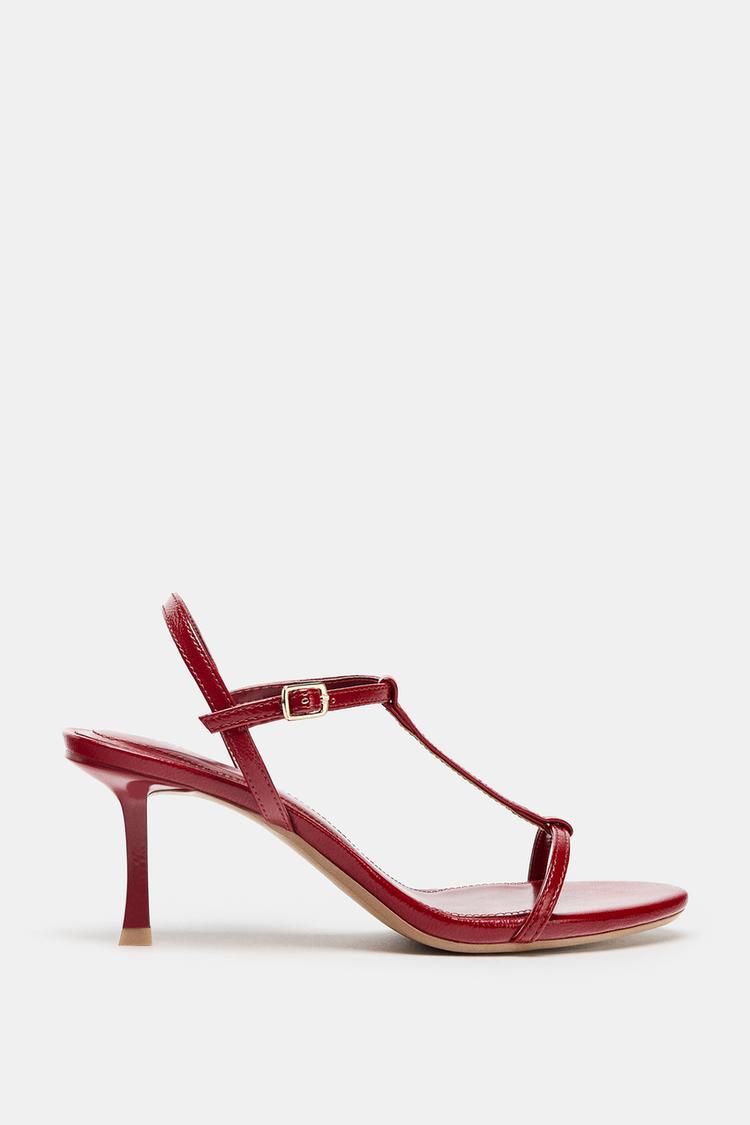 STRAPPY HEELED SANDALS Red ZARA India - Main Image