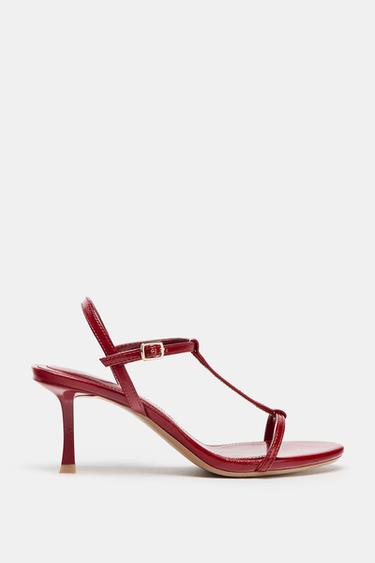 STRAPPY HEELED SANDALS - Red by Zara - Image 0