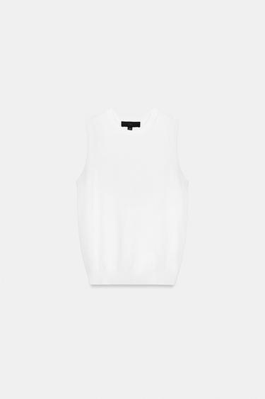 TOP EN MAILLE SANS MANCHES - Blanc de Zara - Image 4