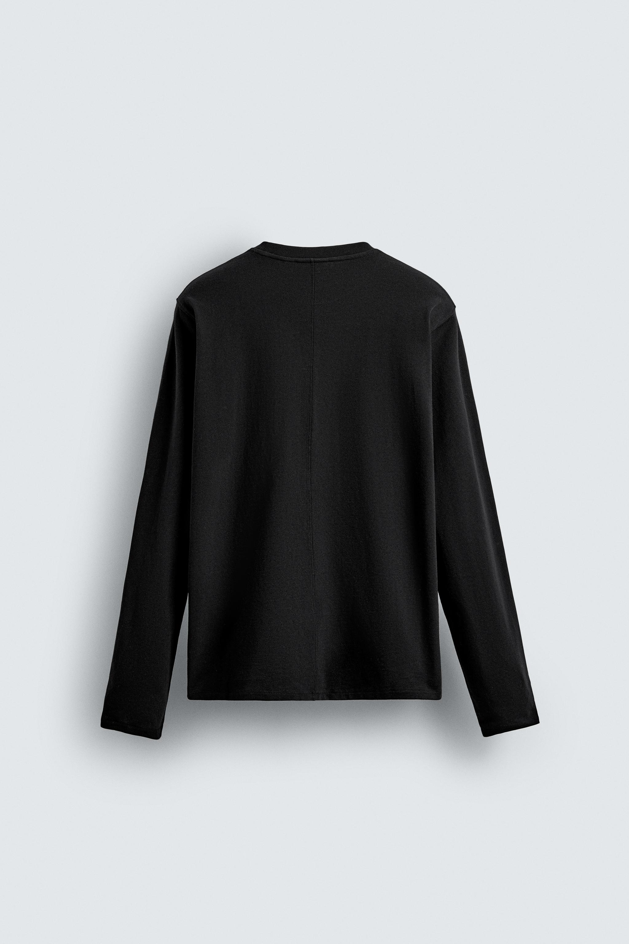 ステッチ入りロングスリーブTシャツ - オフホワイト | ZARA