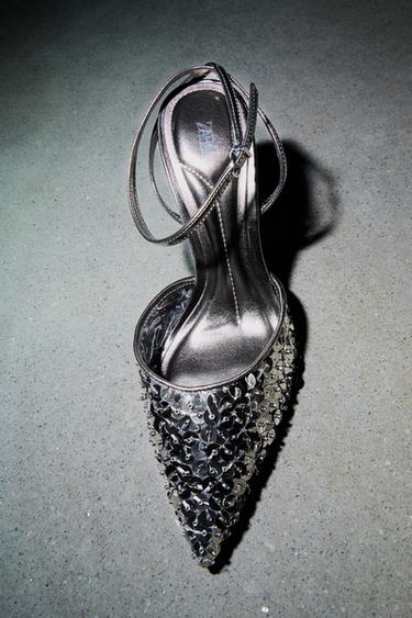 PUMPS MIT PAILLETTEN - Grau von Zara