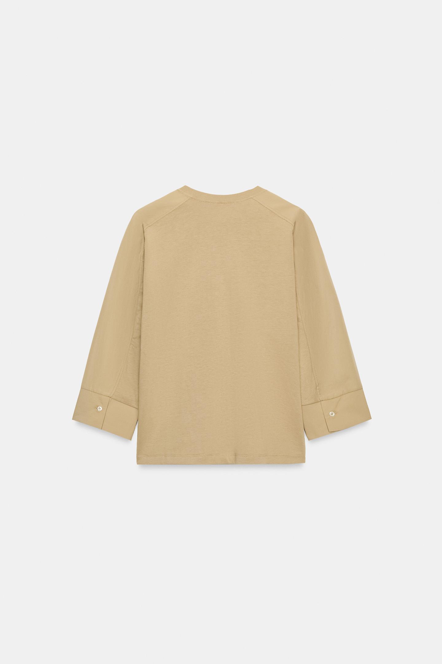Женская футболка Zara Combined, цвет: Серо-коричневый коричневый — фото 6