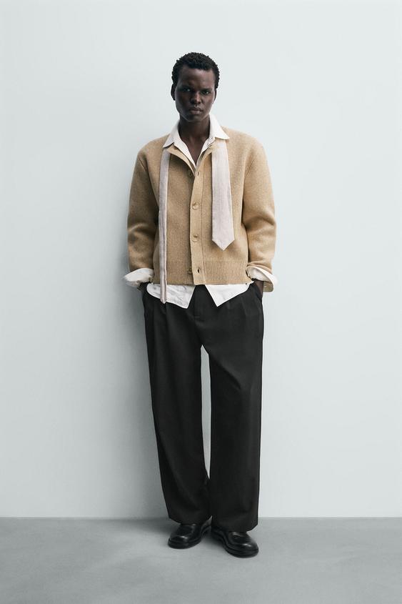 RELAXED FIT TEXTURED CARDIGAN