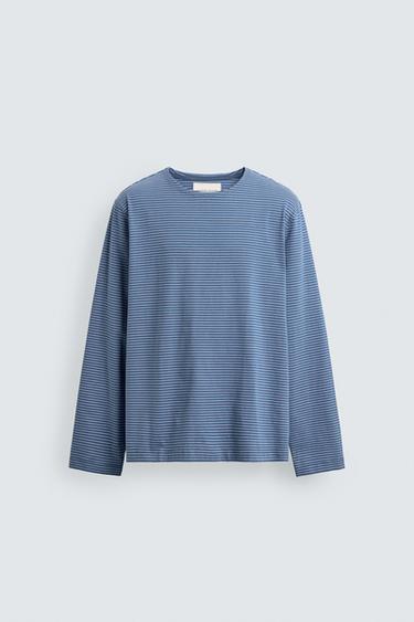 JACQUARD STRIPED T-SHIRT - Blue by Zara