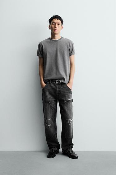 Zara WASHED CARPENTER JEANS - Charcoal - Image 0