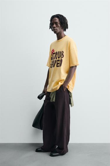 SLOGAN PRINT SWEATSHIRT - Dark yellow by Zara