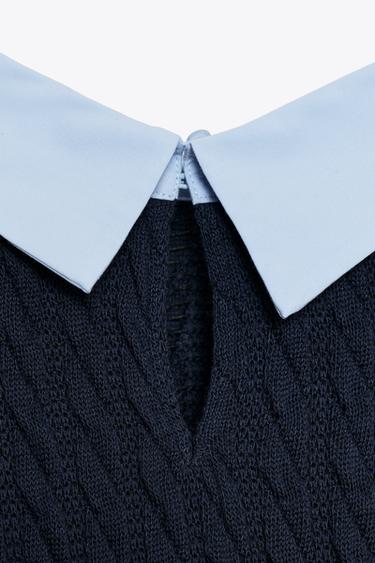 COMBINED POPLIN SHIRT - Navy blue by Zara - Image 7