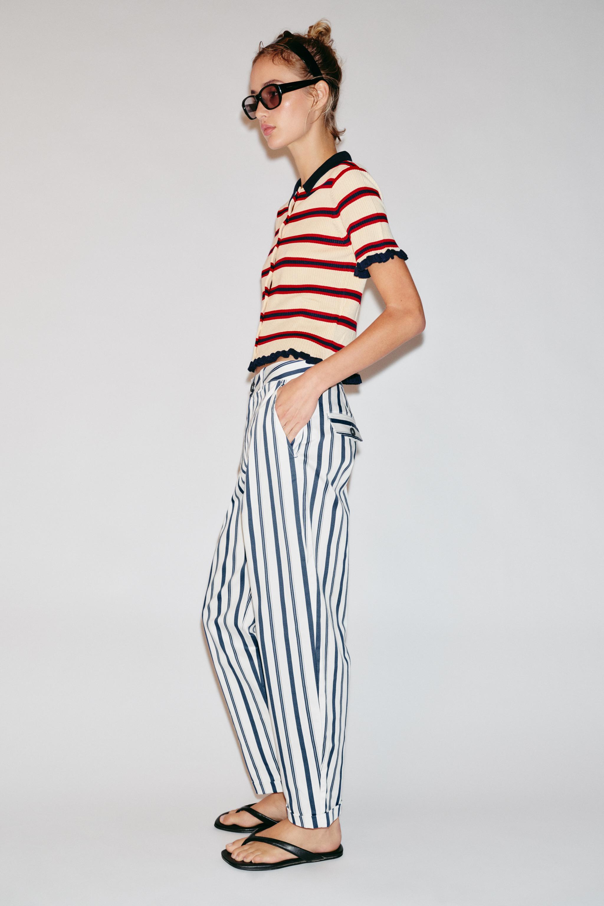 Zara ÇİZGİLİ CHINO PANTOLON görsel 5