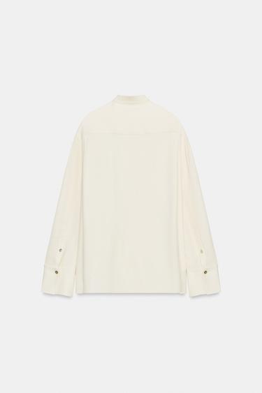 BLOUSE À NŒUD ET PLIS ZW COLLECTION - Écru de Zara - Image 7