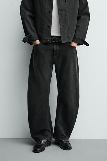 RELAXED BARREL FIT JEANS - Charcoal by Zara