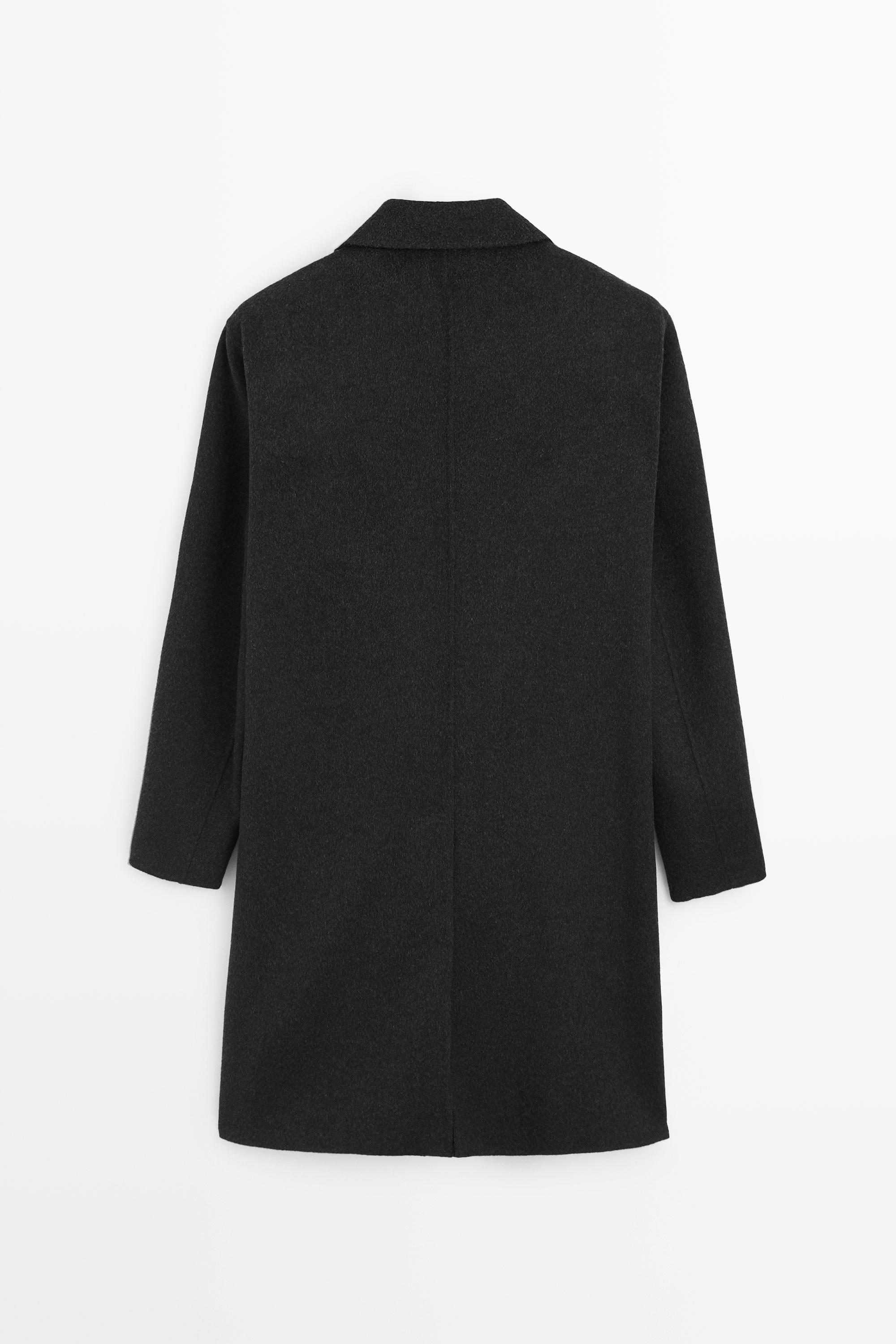 Manteau long en laine mélangée et daim