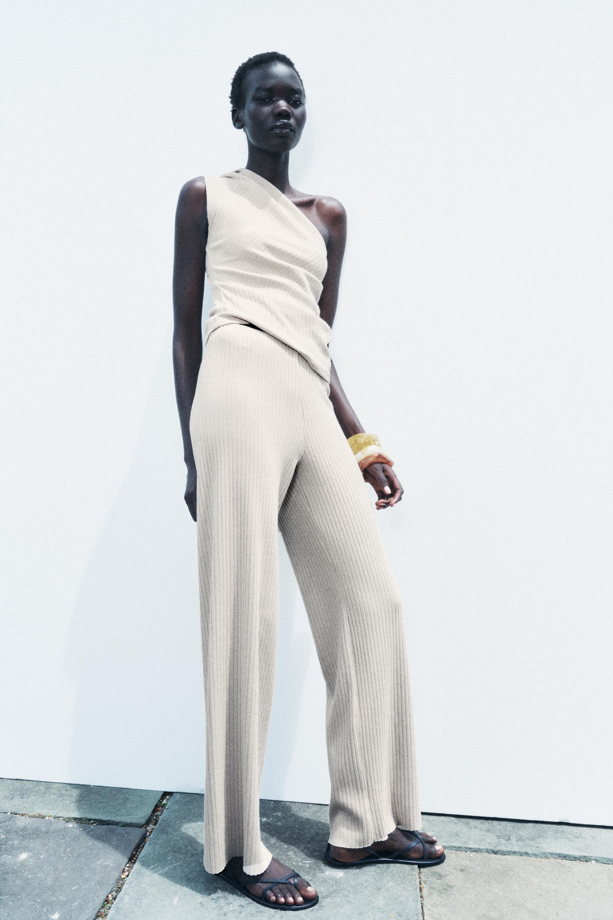 Ribbed trousers zara online