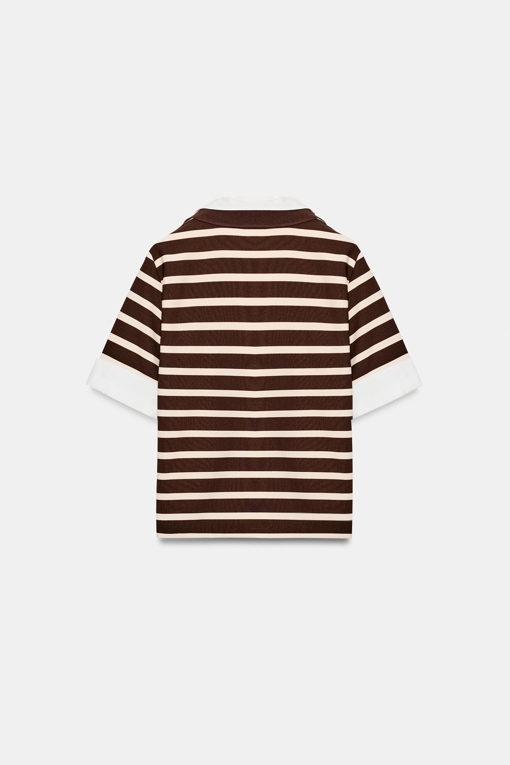 STRIPED COMBO POLO TOP