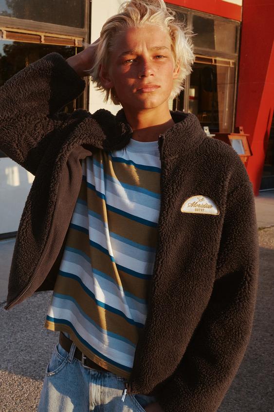 STRIPE PRINT PATCH T-SHIRT - striped by Zara - Image 0