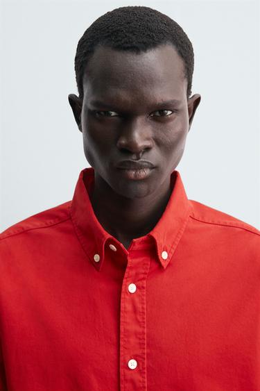 COMPACT COTTON RELAXED FIT SHIRT - Red by Zara - Image 4