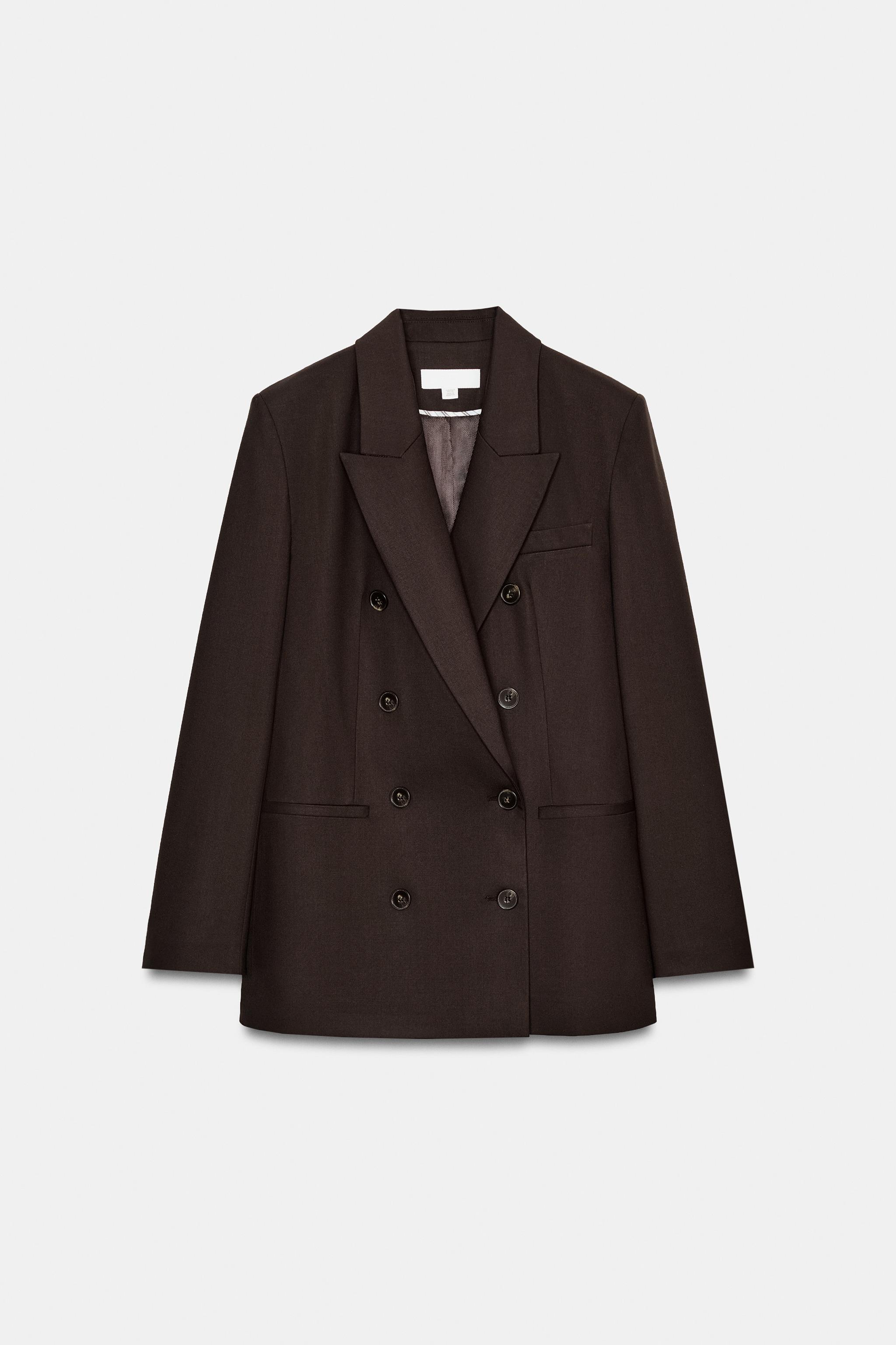 新品タグ付き 【ZARA】ダブルブレスト仕様ショルダーパッド入りブレザー ZARA】ショルダーパッド入りダブルブレスト仕様ブレザー (ZARA