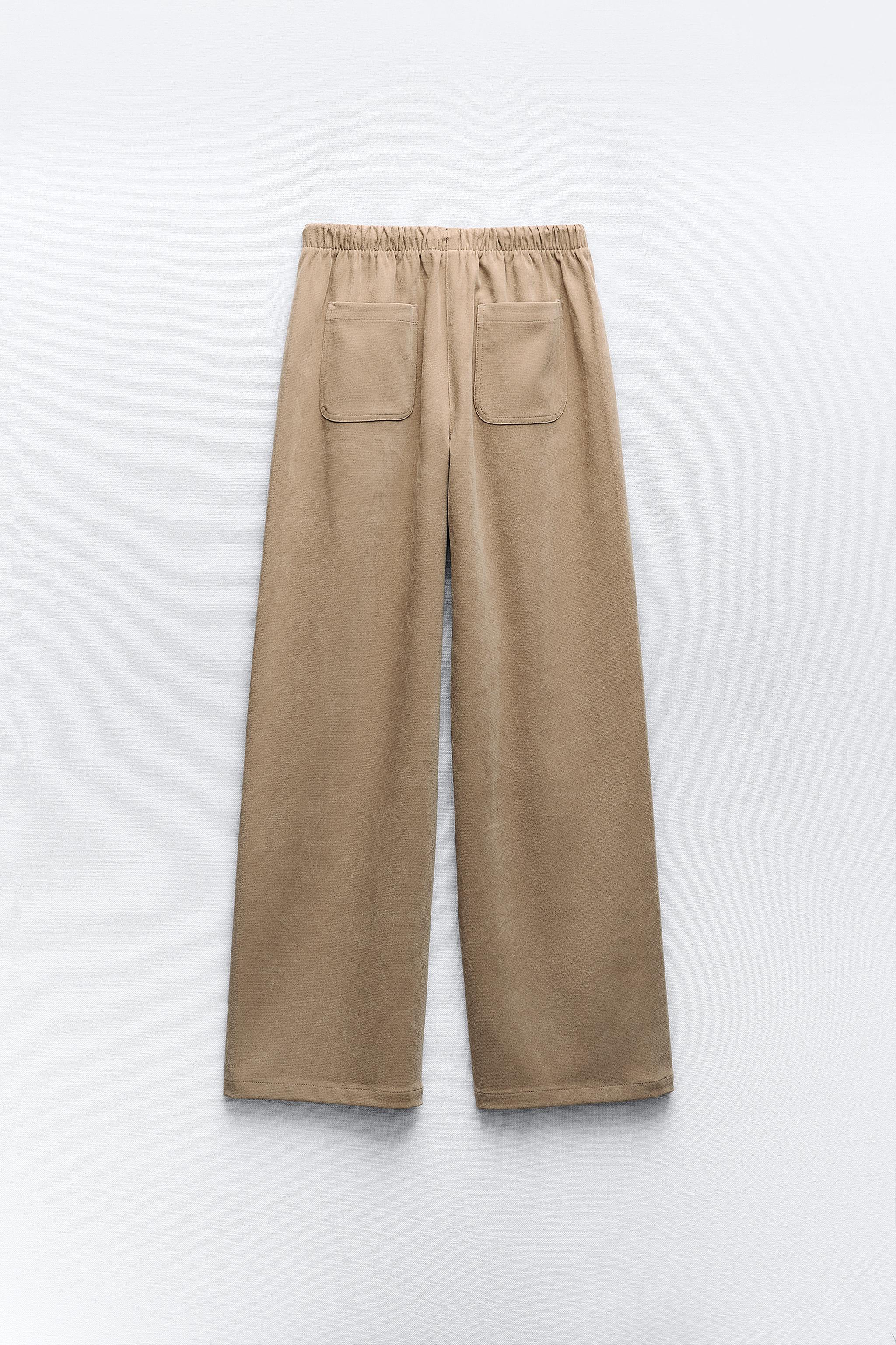 Zara Wide Leg Camel Trousers Pants Size S M Blogger's Favorite NWT