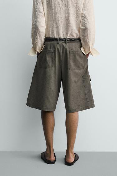 RELAXED WIDE-LEG CARGO BERMUDA SHORTS - Dark tan by Zara - Image 2