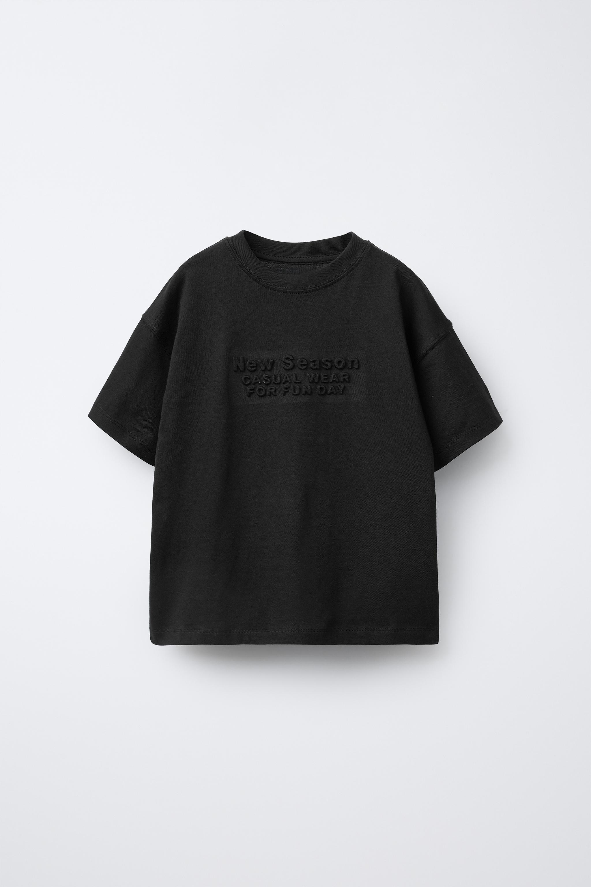 テキストレリーフTシャツ - ブラック | ZARA Japan / 日本