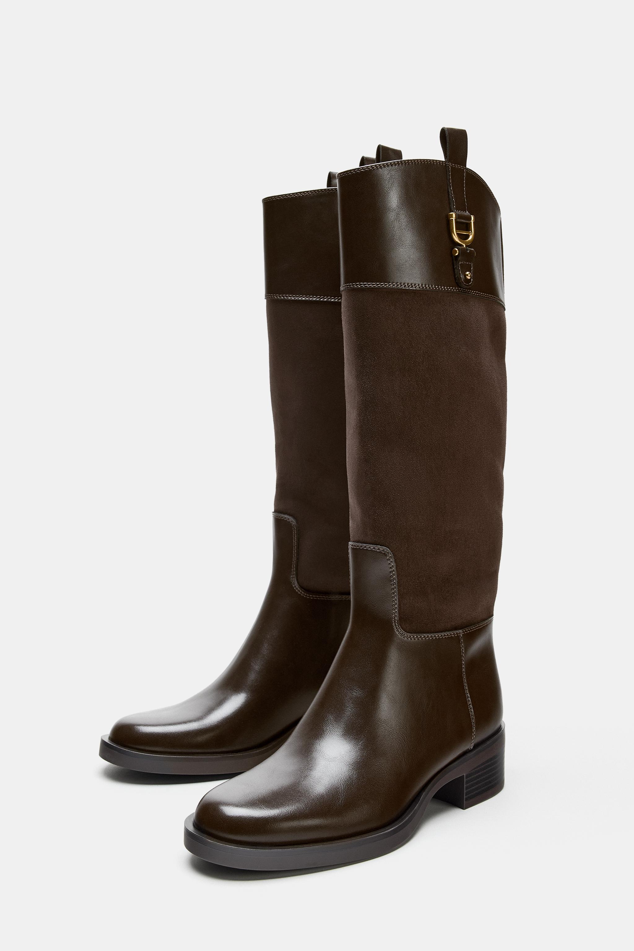 MIXED MATERIAL RIDING BOOTS