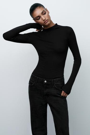 HIGH NECK T-SHIRT - Black by Zara