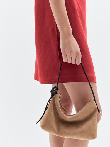 Bolso pequeño piel serraje - Arena de Zara - Imagen 0