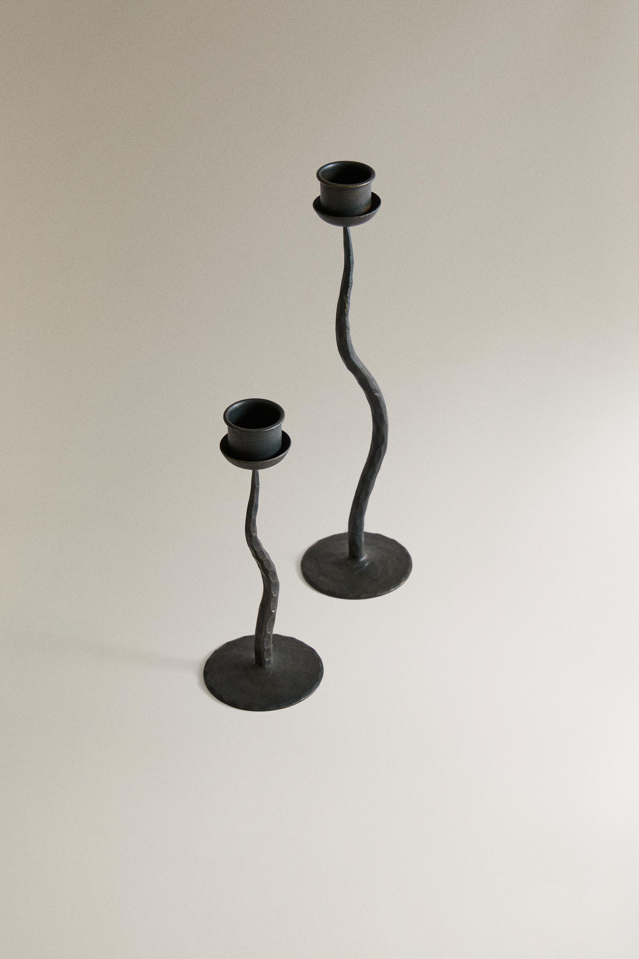 WAVY IRON CANDLESTICK — Bronze