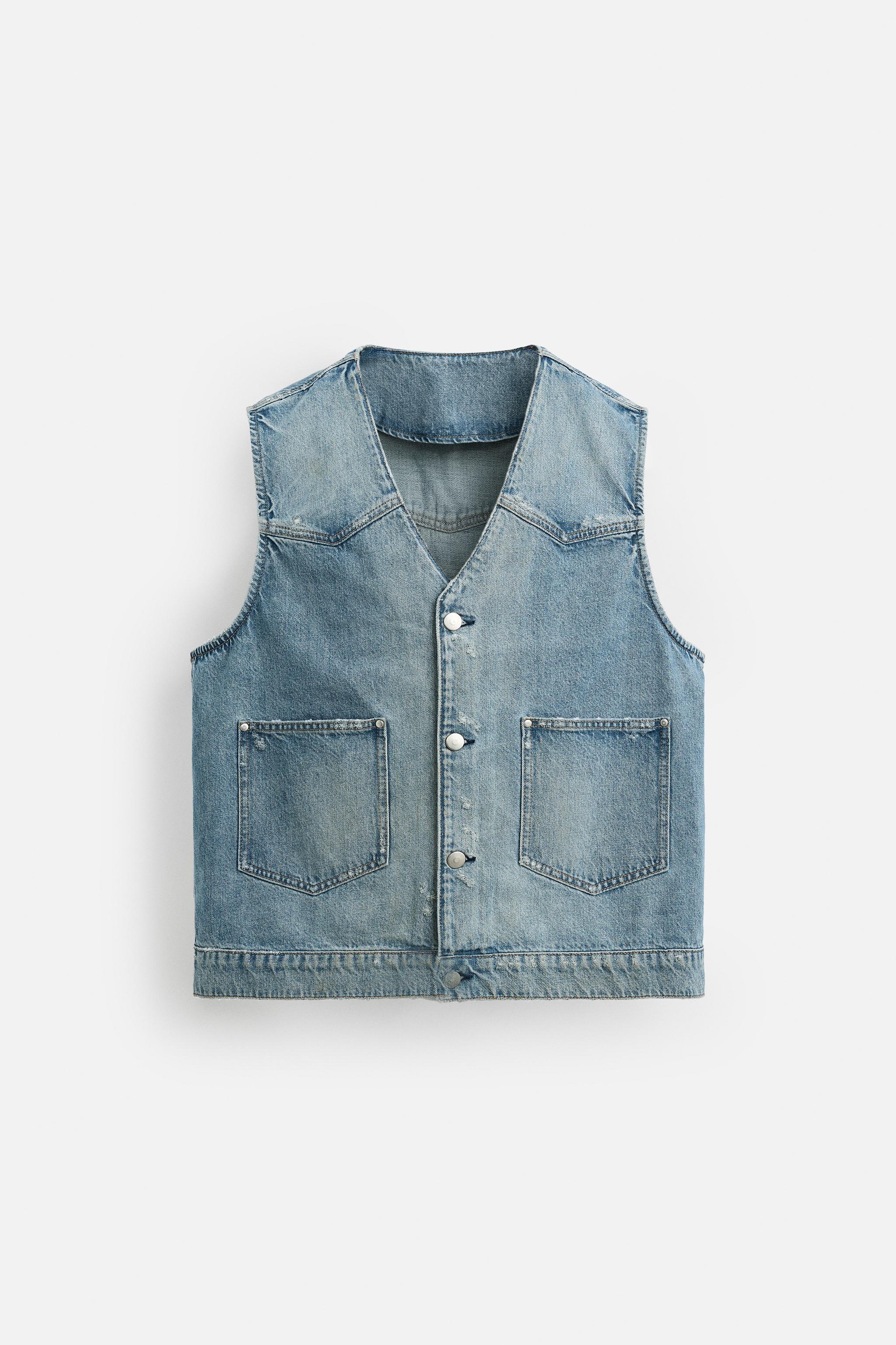 WASHED DENIM VEST - Mid-blue | ZARA United States