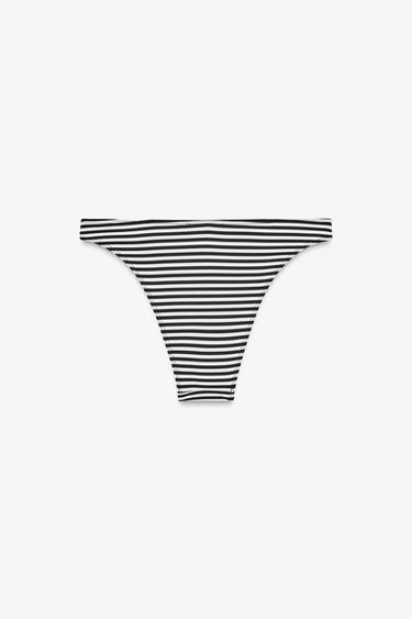 CULOTTE DE BIKINI À RAYURES - Écru / Noir de Zara - Image 7