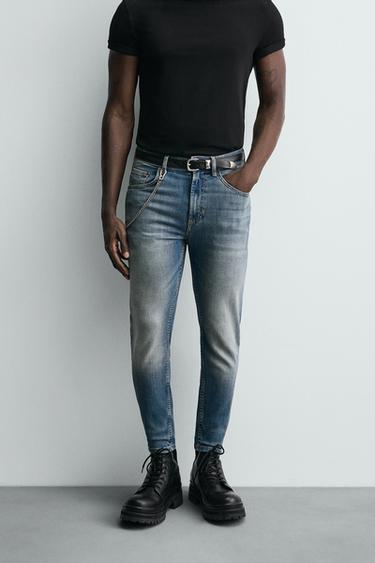 JEANS SKINNY CROPPED FIT - أزرق وسط الخاص بـ Zara