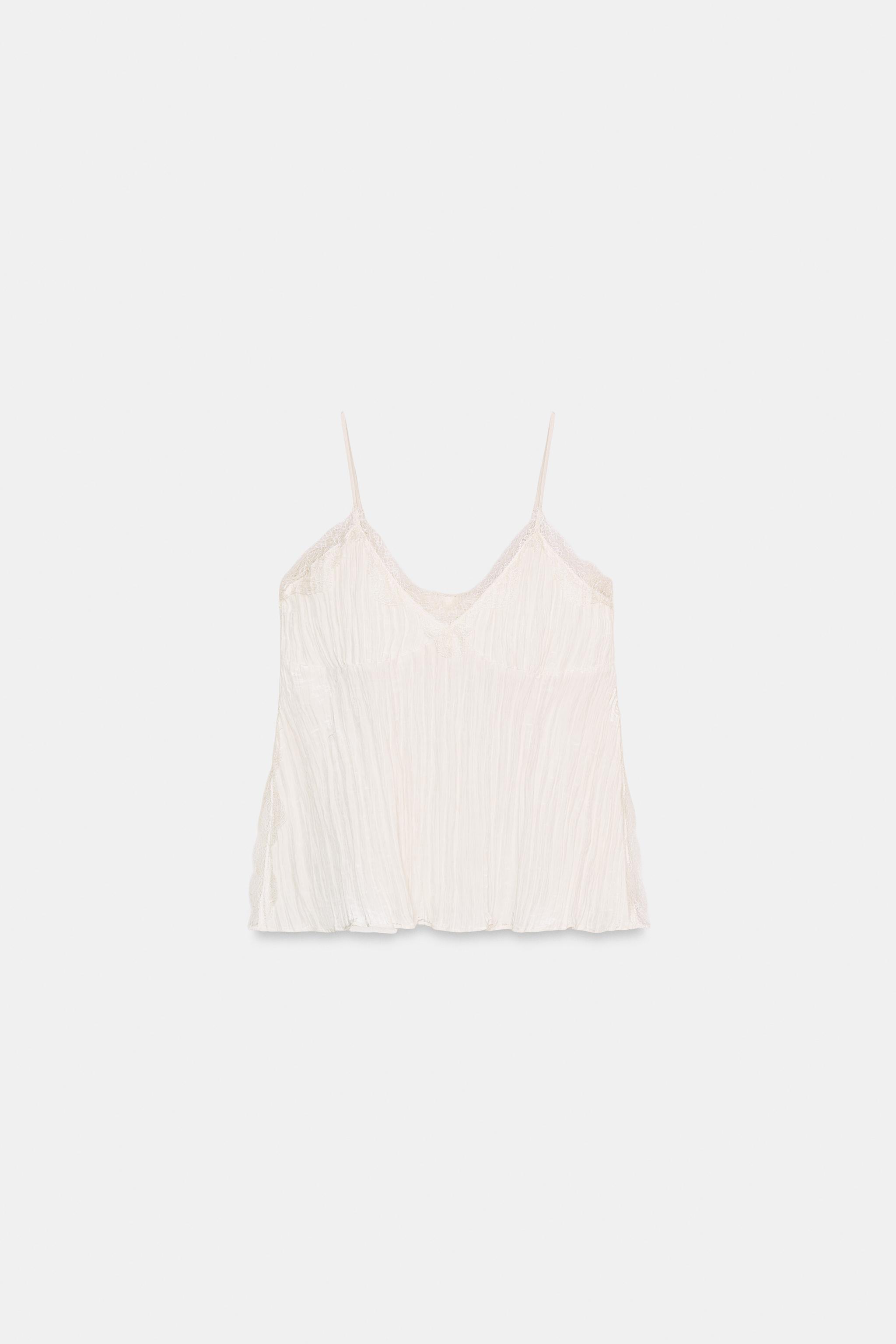 CRINKLE-EFFECT CAMISOLE TOP - Ecru | ZARA United Kingdom