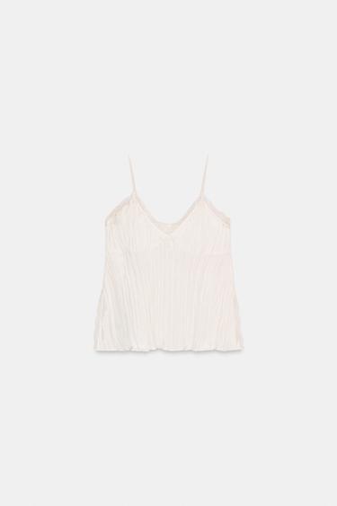 CRINKLE-EFFECT CAMISOLE TOP - Ecru by Zara - Image 6