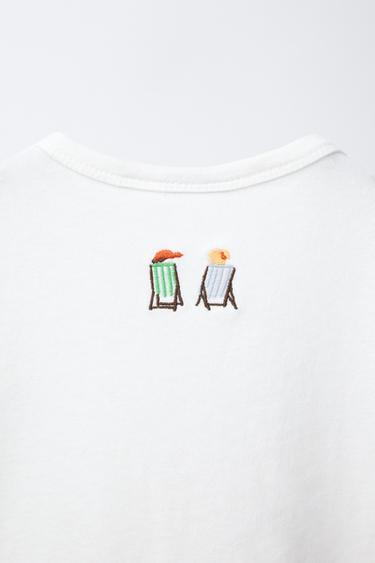 T-SHIRT BRODÉ - Blanc de Zara - Image 3