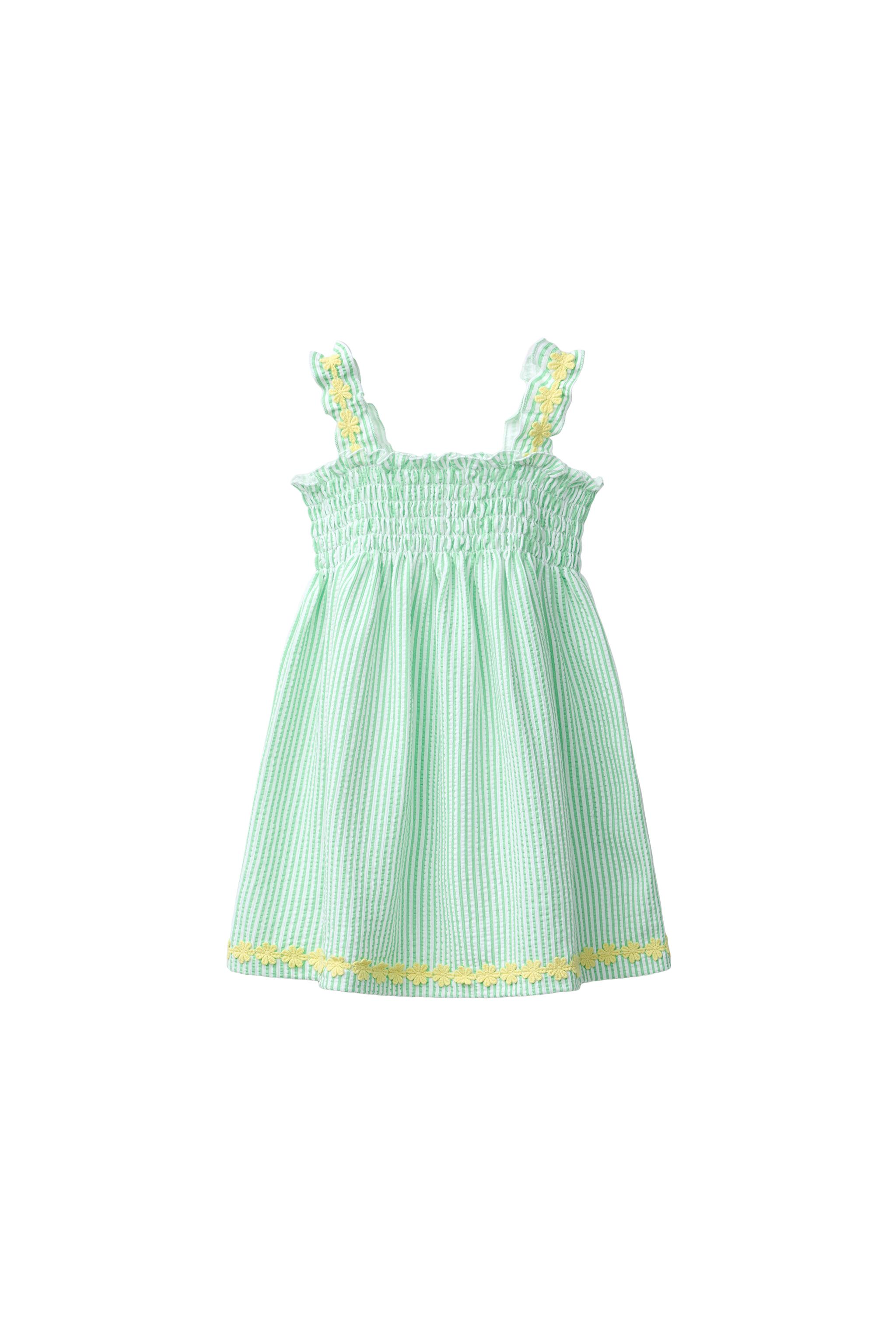 Zara - Embroidered Floral Striped Dress - Green - 5 Years (43,3 Inches) - Kids Zara - Embroidered Floral Striped Dress - Green - 5 Years (43,3 Inches) - Kids