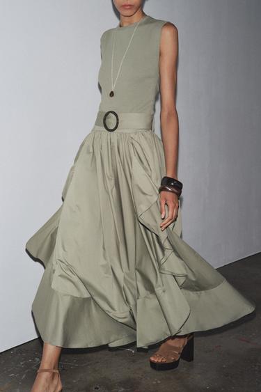 CONTRAST BELTED DRESS - Khaki by Zara - Image 3
