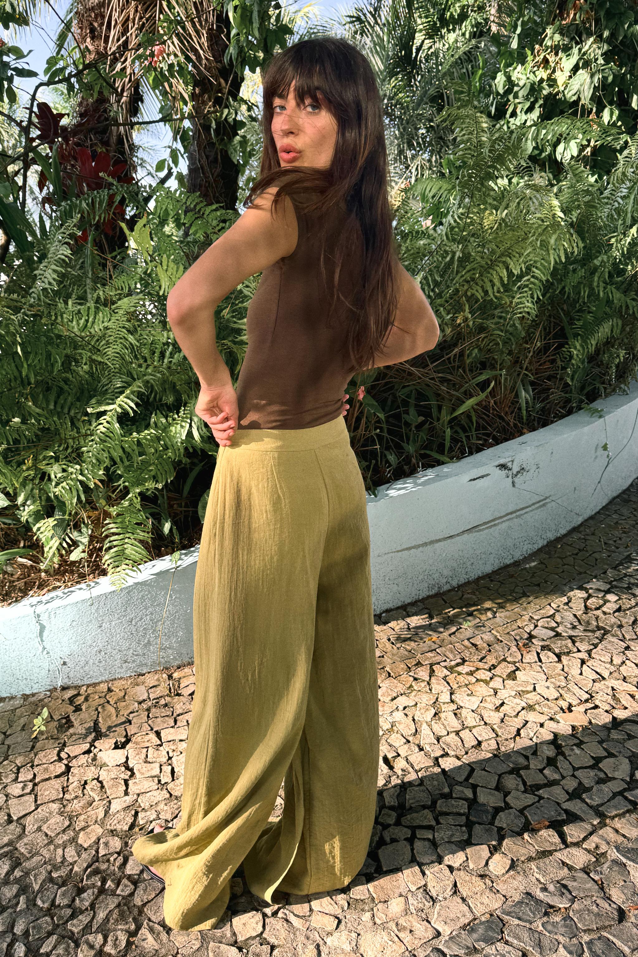WIDE PAREO TROUSERS - Olive green | ZARA Singapore