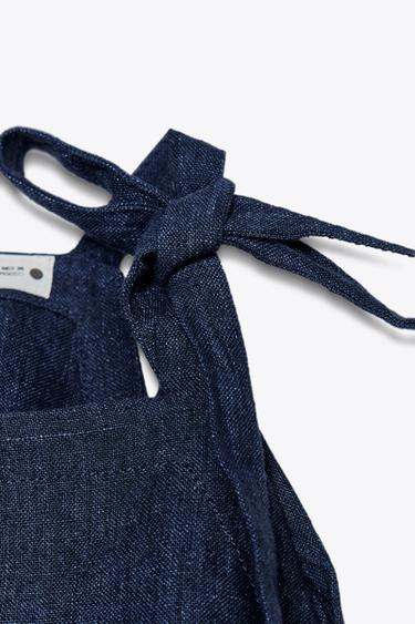 100% LINEN TOP WITH TIES X FANGLU LIN - Indigo by Zara - Image 6