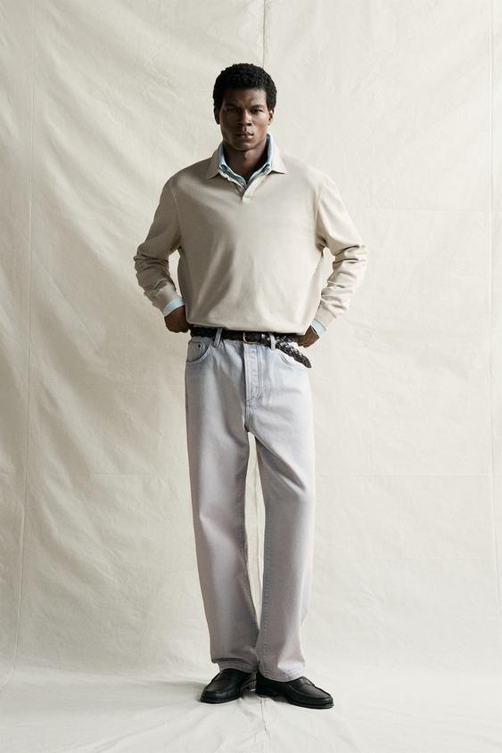 LIGHTWEIGHT REGULAR FIT POLO SWEATSHIRT - Sand by Zara - Image 0