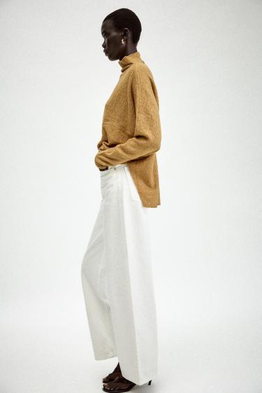 Zara TEXTURED CAPE JUMPER - Mustard