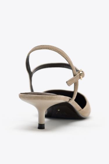 SUEDE KITTEN-HEEL SLINGBACKS - Sand Brown by Zara - Image 4