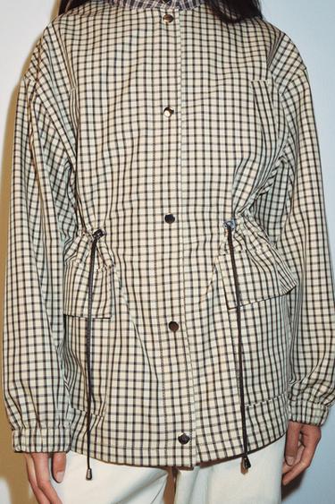 VESTE À CARREAUX COL MONTANT - Blanc cassé de Zara - Image 5